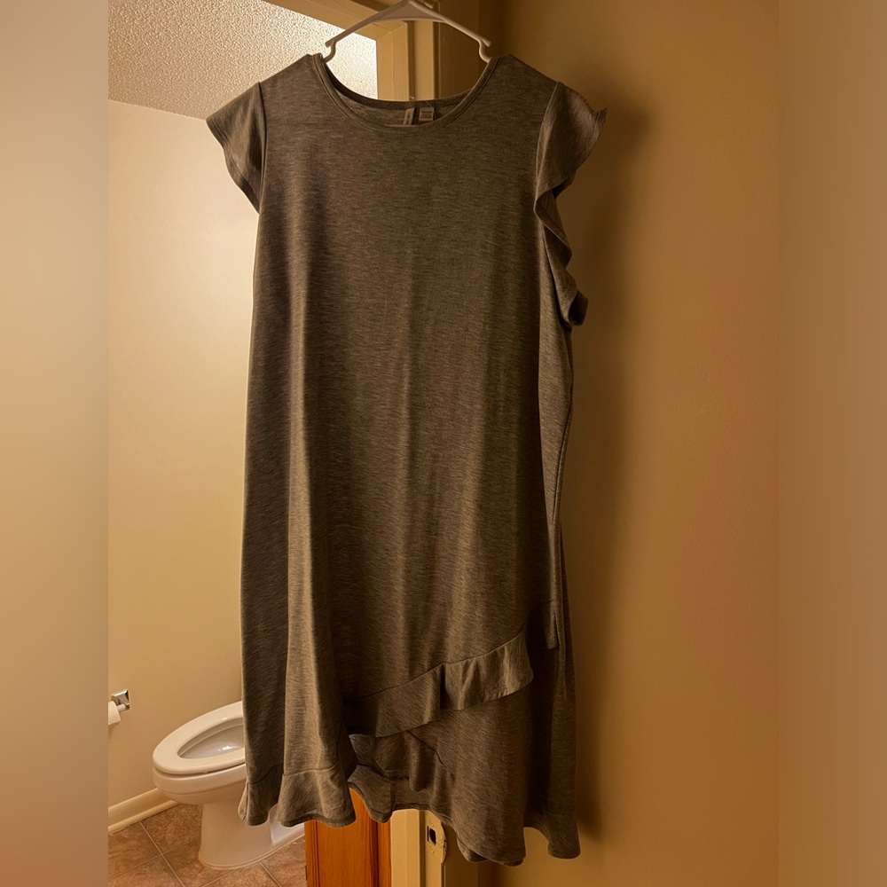 Grey Dress with Ruffle at the bottom